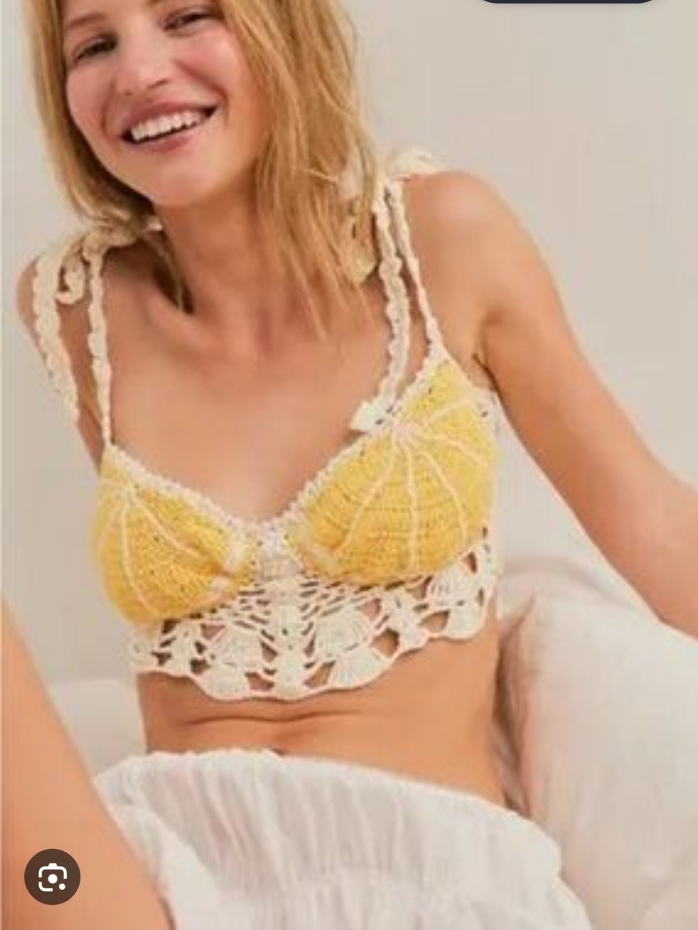 Free People‎ Yellow and Cream Crochet Bralette